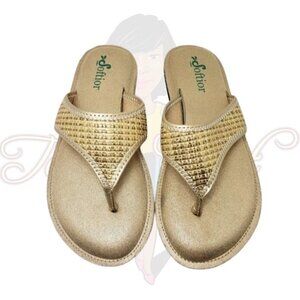 Softior Gold Slip-On Thong Flat Sandals Sz 6